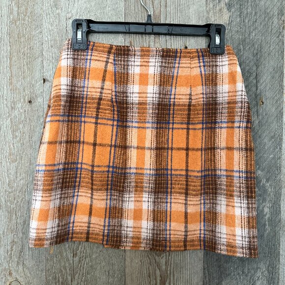 Preppy Orange Plaid Skirt XS - Picture 3 of 7
